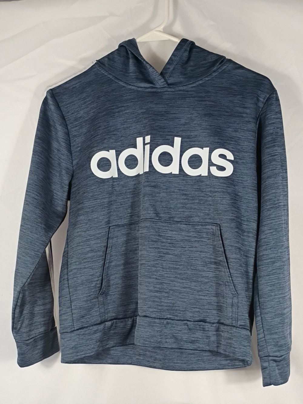 adidas Boys Heather Navy Crewneck Hoodie with White Logo Size Medium 10/12 Fall